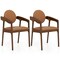 Brown & Orange PU Leather Dining Chairs Set of 2 – Rubber Wood Frame, Cushioned Seat with Armrests